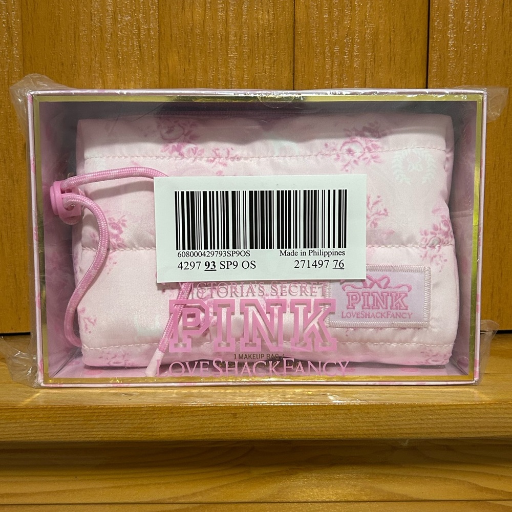 PINK LoveShackFancy Quilted Floral Makeup Bag Beaux Icons OS Barbiecore Y2K - Picture 2 of 11